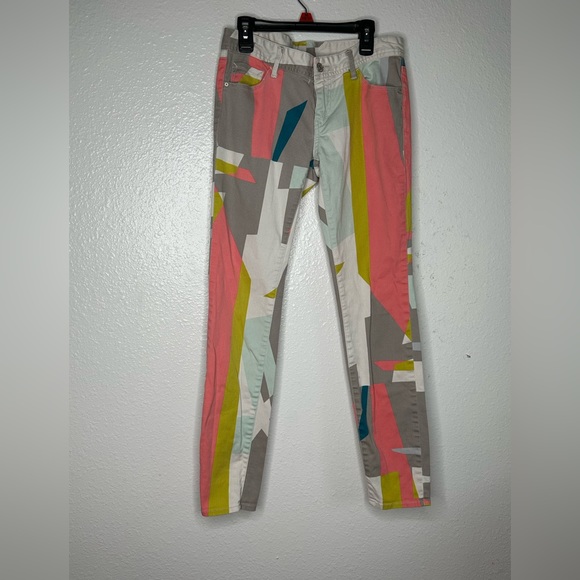 Armani Exchange Womens Pants Color block Size 4 Low Rise Straight Leg - Picture 2 of 7